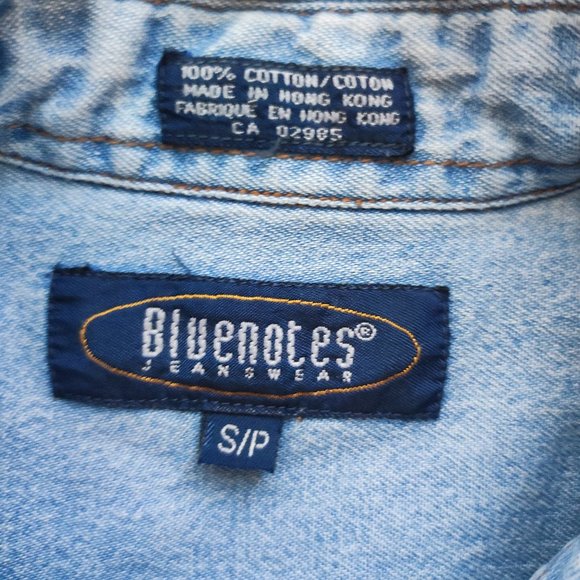 Bluenotes distressed denim jeans casual shirt men's size S - Picture 5 of 5